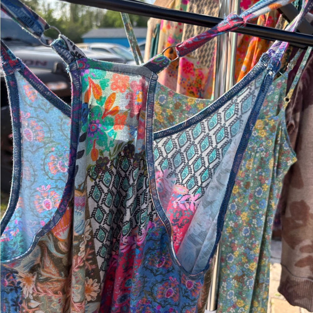 NATURAL LIFE Multicolor Patchwork Floral Jumpsuit Tank